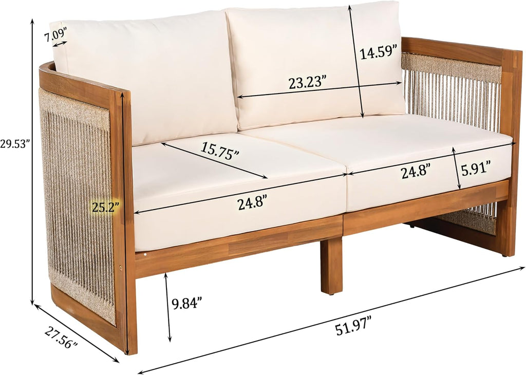 Acacia Wood Outdoor Conversation Sofa Set