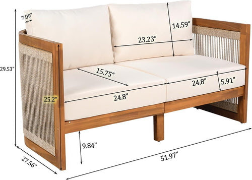 Acacia Wood Outdoor Conversation Sofa Set