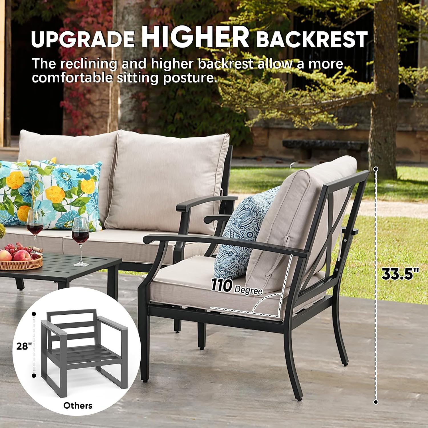 Metal Outdoor High‑Back Conversation Set
