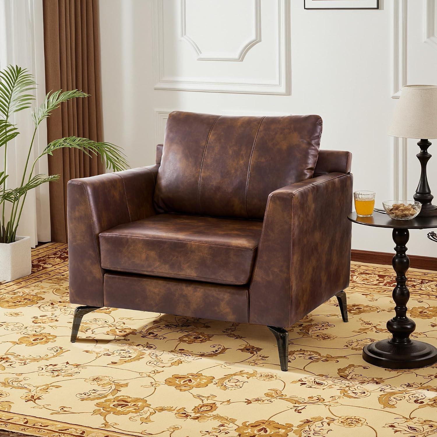 Faux Leather Modern Accent Arm Chair