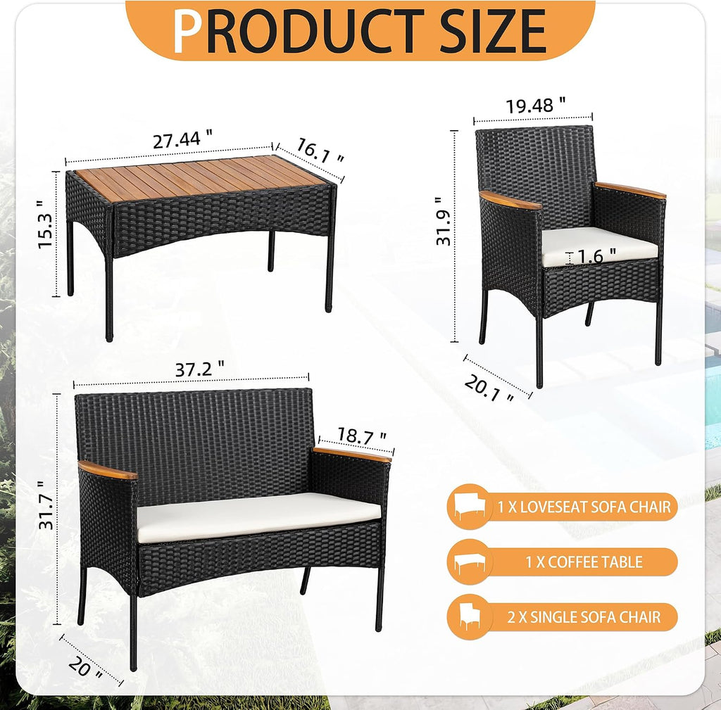 Wicker Outdoor Patio Conversation Furniture Set