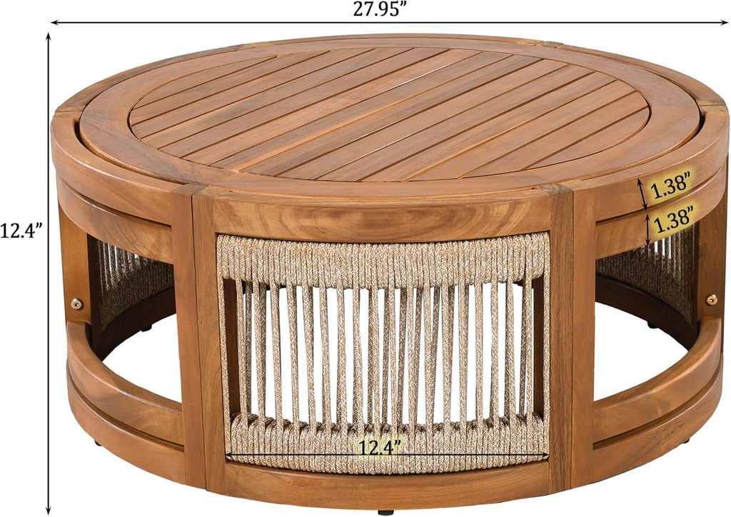 Acacia Wood Outdoor Conversation Sofa Set