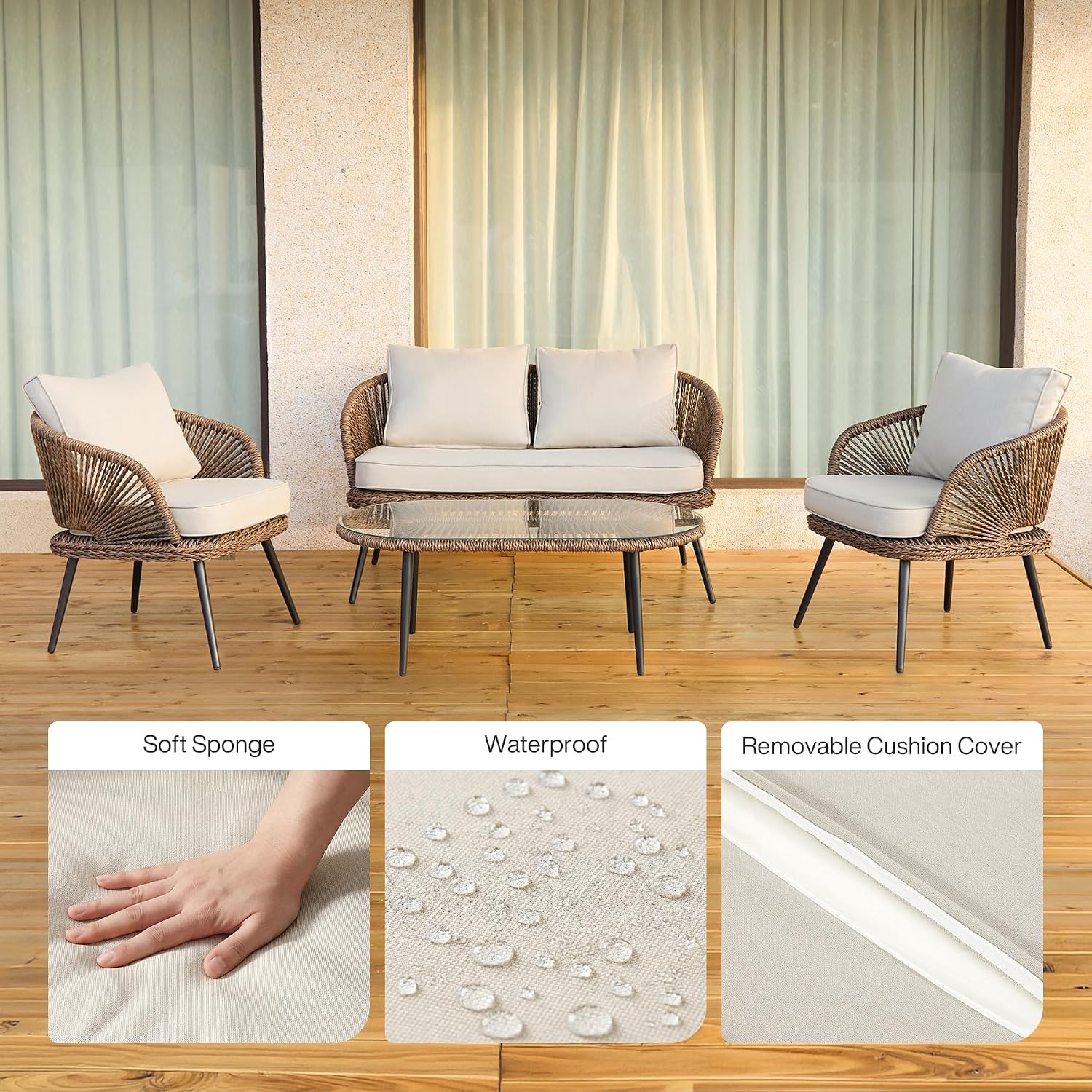 Wicker Outdoor Patio Conversation Furniture Set