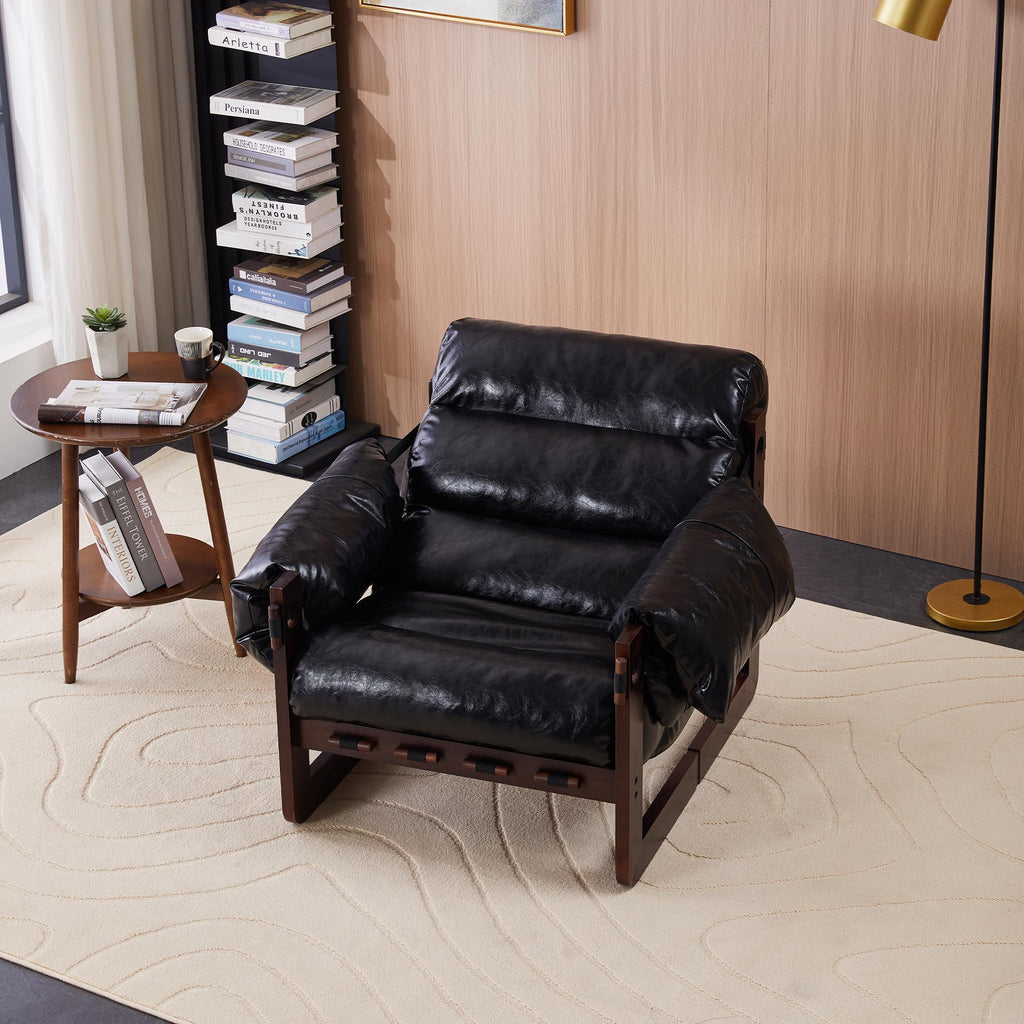 Leather Sling Upholstered Accent Armchair