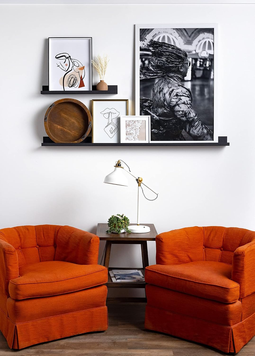Modern Black Metal Floating Wall Shelf
