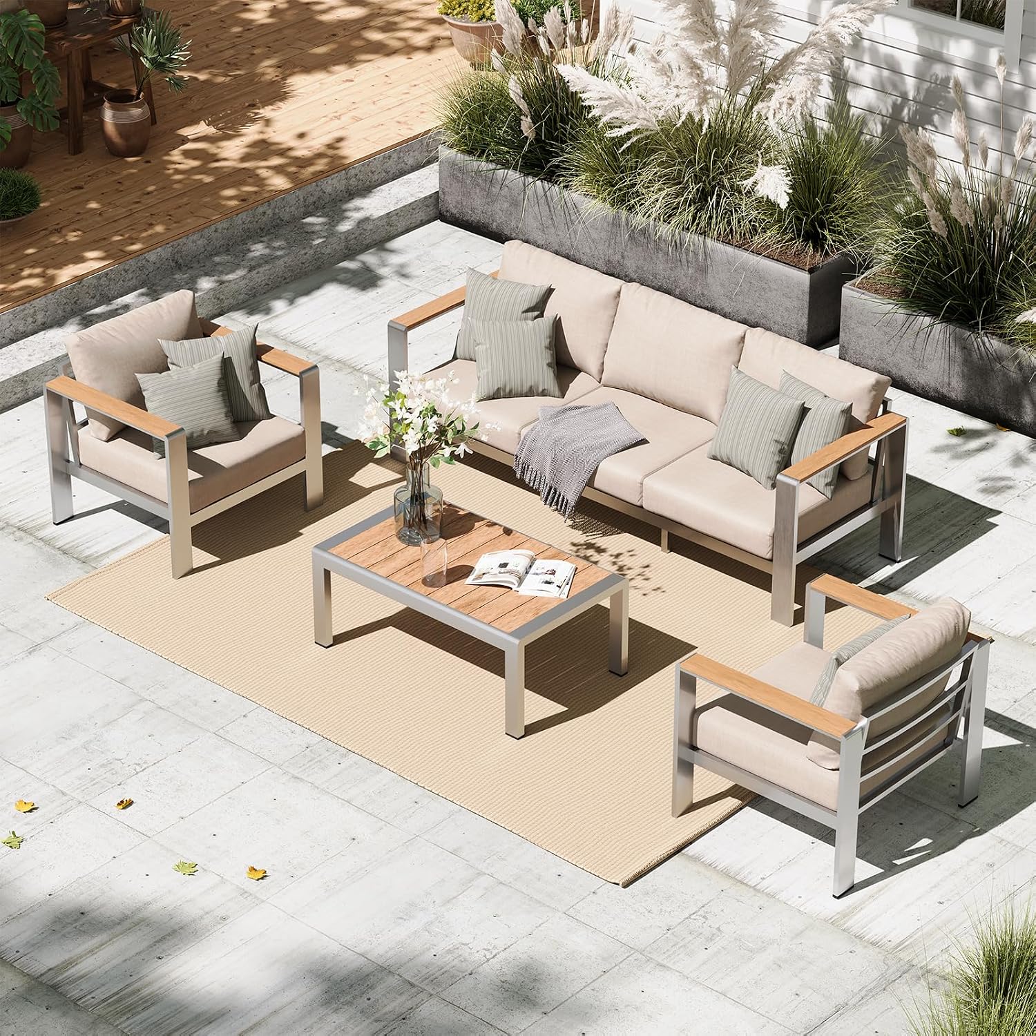Aluminum Outdoor Patio Conversation Sofa Set