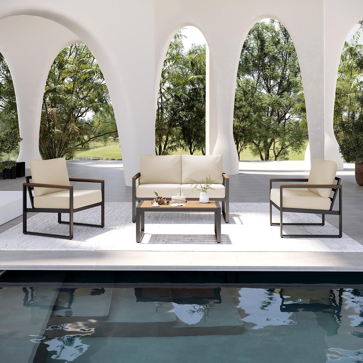 Modern Metal Outdoor Conversation Sofa Set