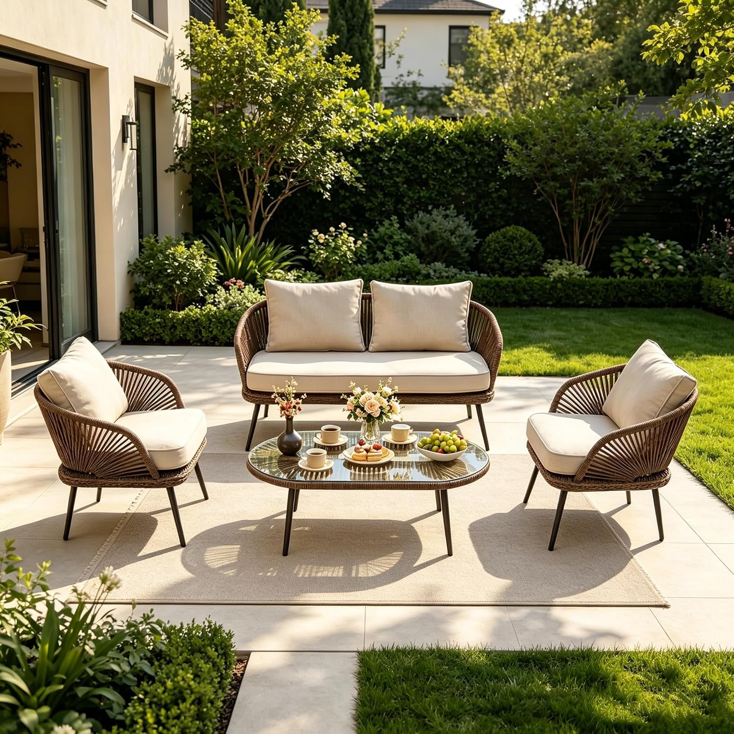 Wicker Outdoor Patio Conversation Furniture Set