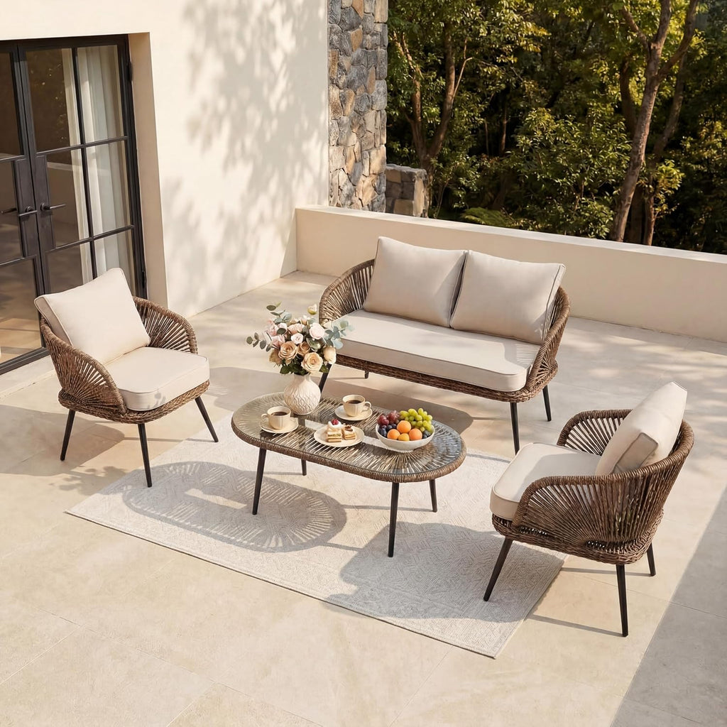 Wicker Outdoor Patio Conversation Furniture Set