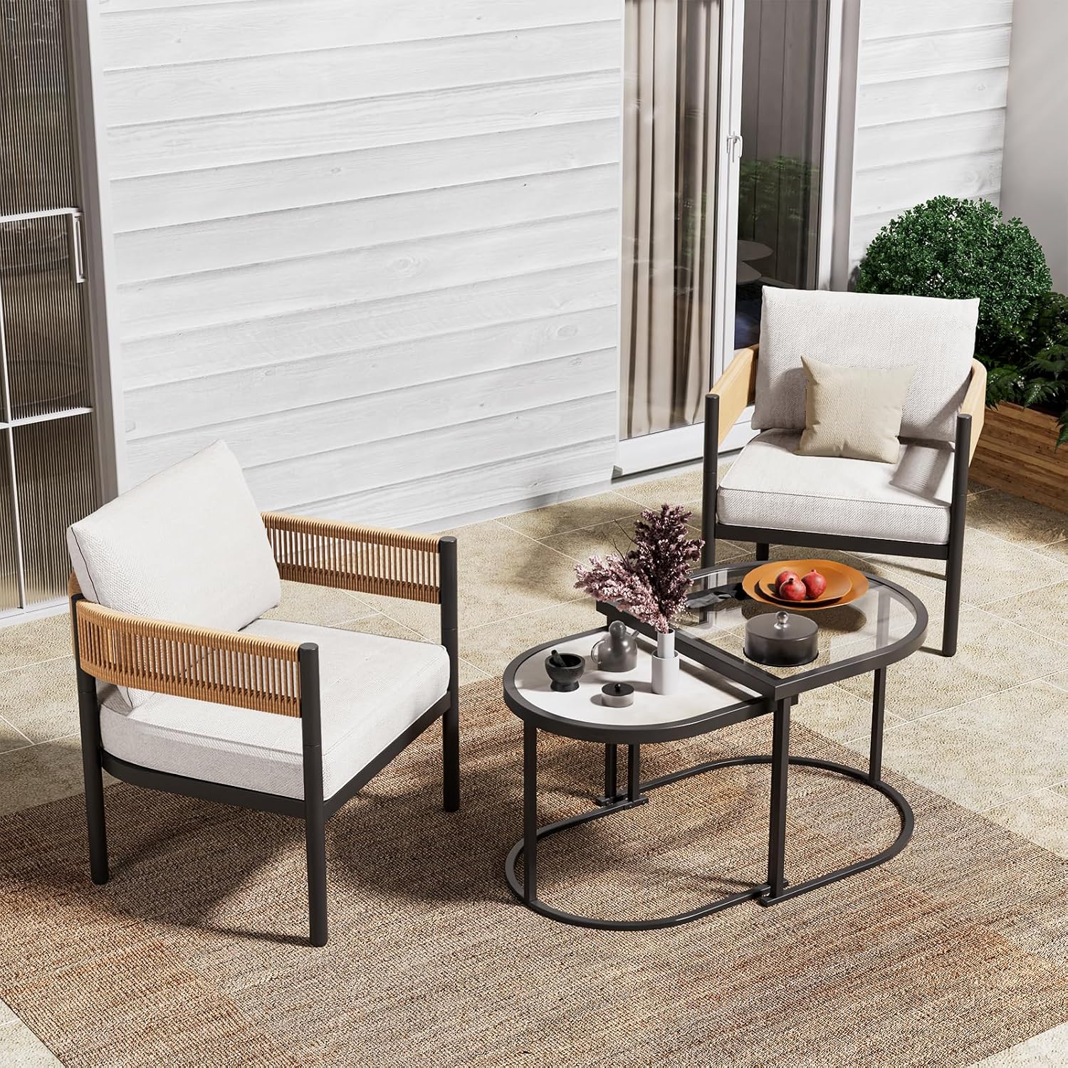 Natural 4‑Piece Outdoor Conversation Set