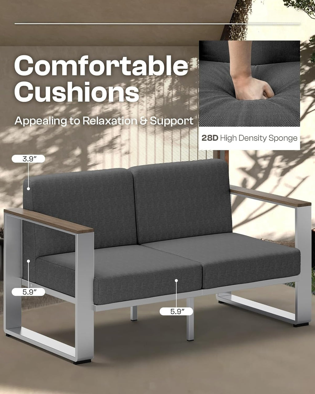Modern Aluminum Outdoor Conversation Sofa Set