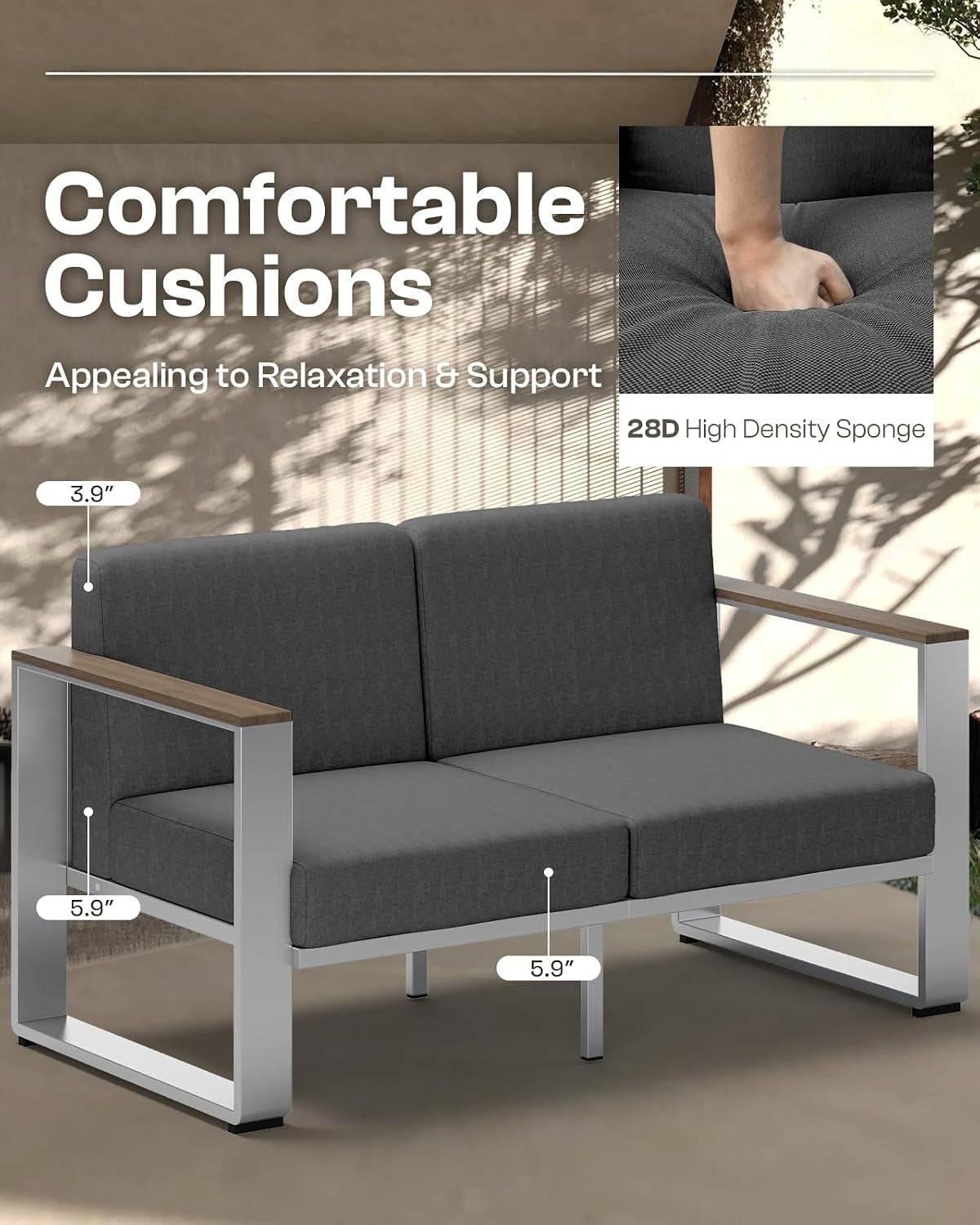 Modern Aluminum Outdoor Conversation Sofa Set